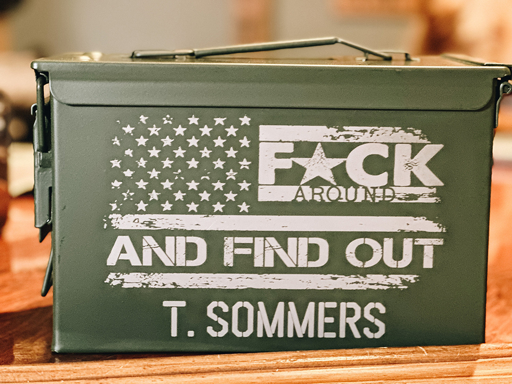 American Flag Engraved Military Ammo Box