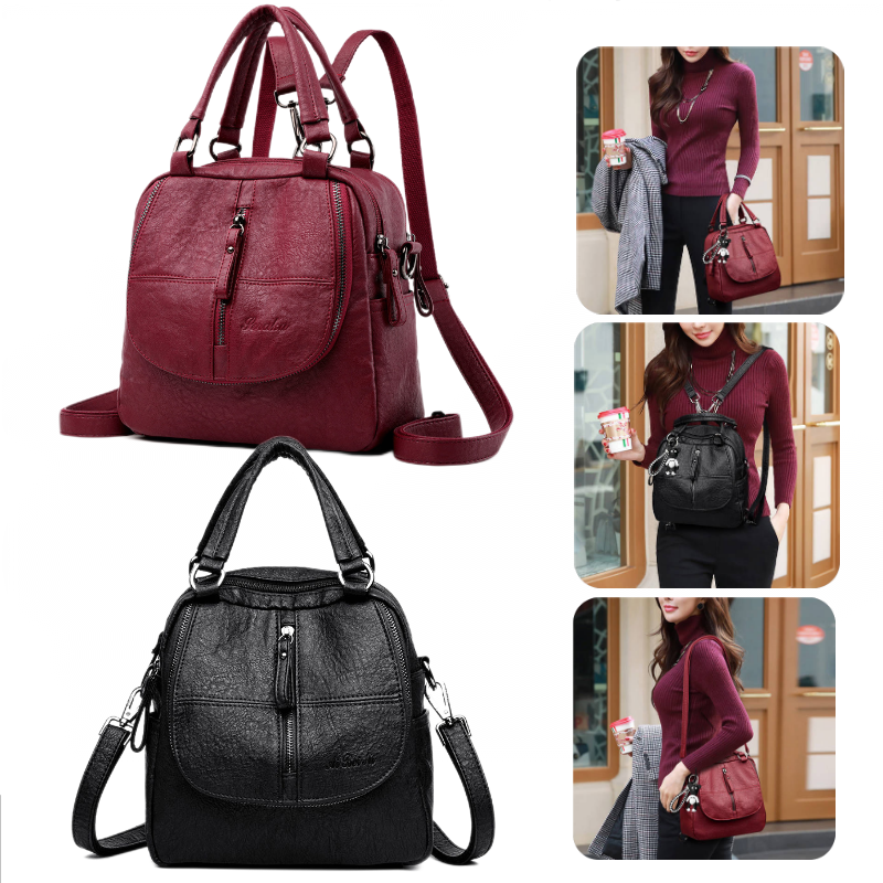 2023 Women Multipurpose Leather Backpack Purse