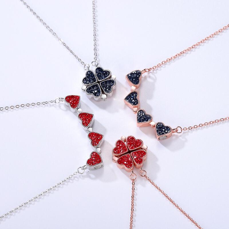 Magic Lucky Four Leaf Clover Necklace(Rose Gift Box Included)