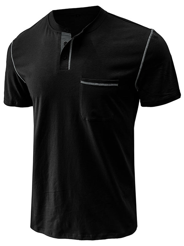 Men's Fashion Cotton Short Sleeve Henley Shirt