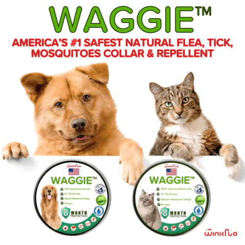 Waggie - Natural Anti-Flea, Tick, & Mosquito Collar (Safest 8+ Months Protection)