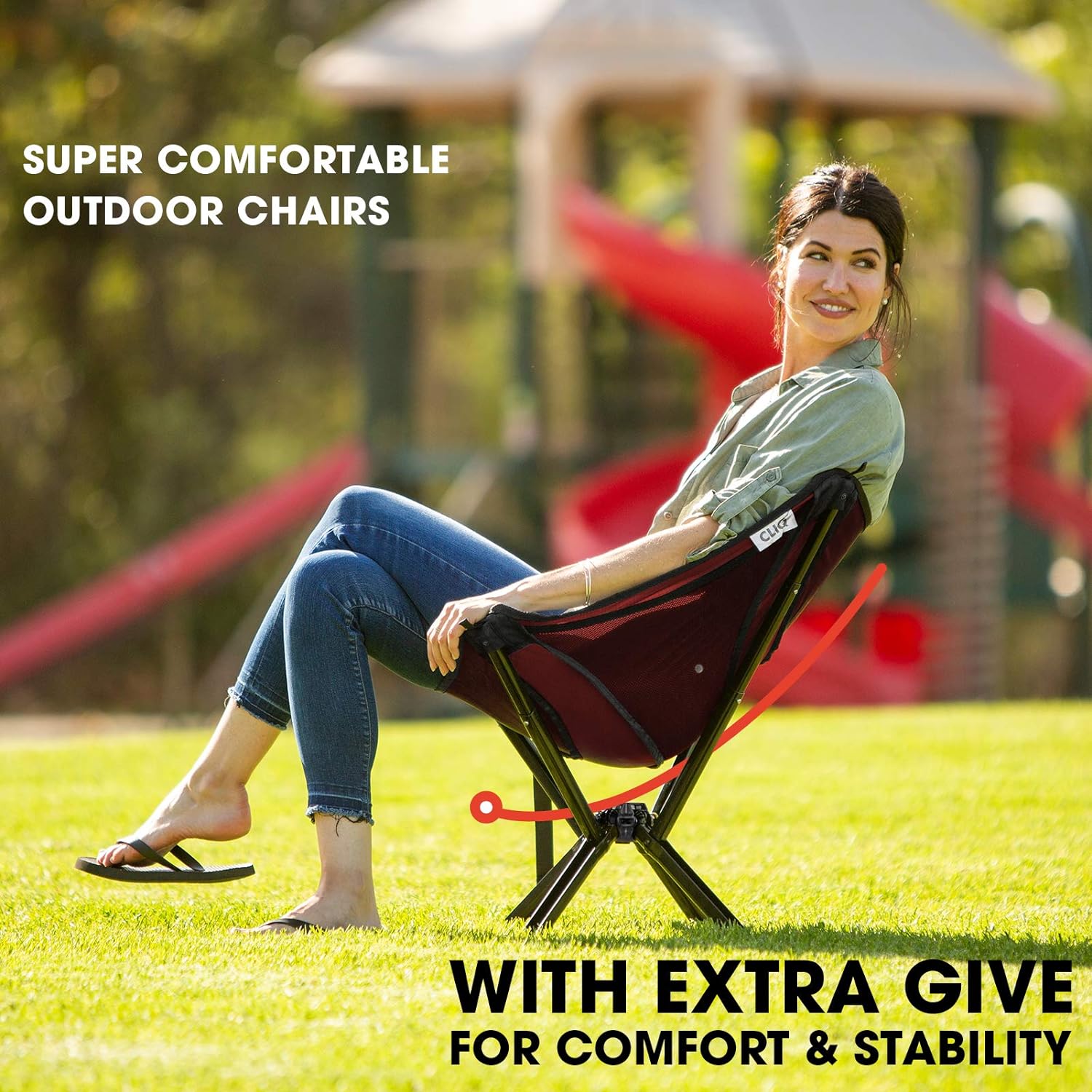 CLIQ Portable Chair Lightweight Folding Chair for Camping Supports 300 Lbs