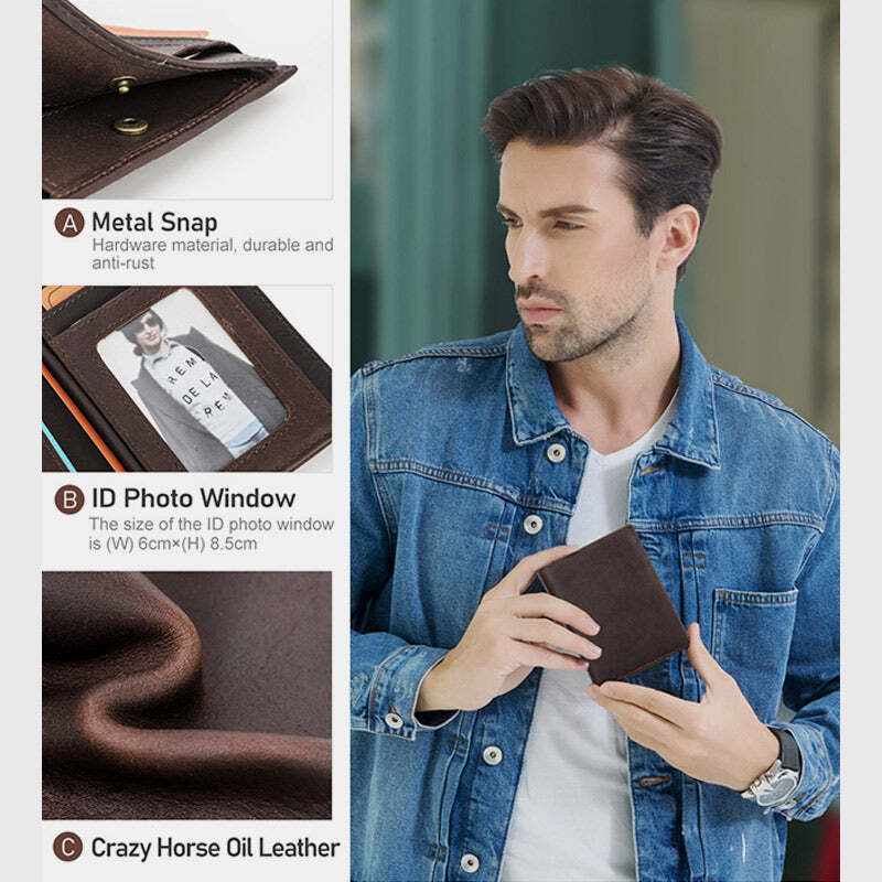 RFID Multi-Slot Large Capacity Four-Fold Vintage Short Wallet