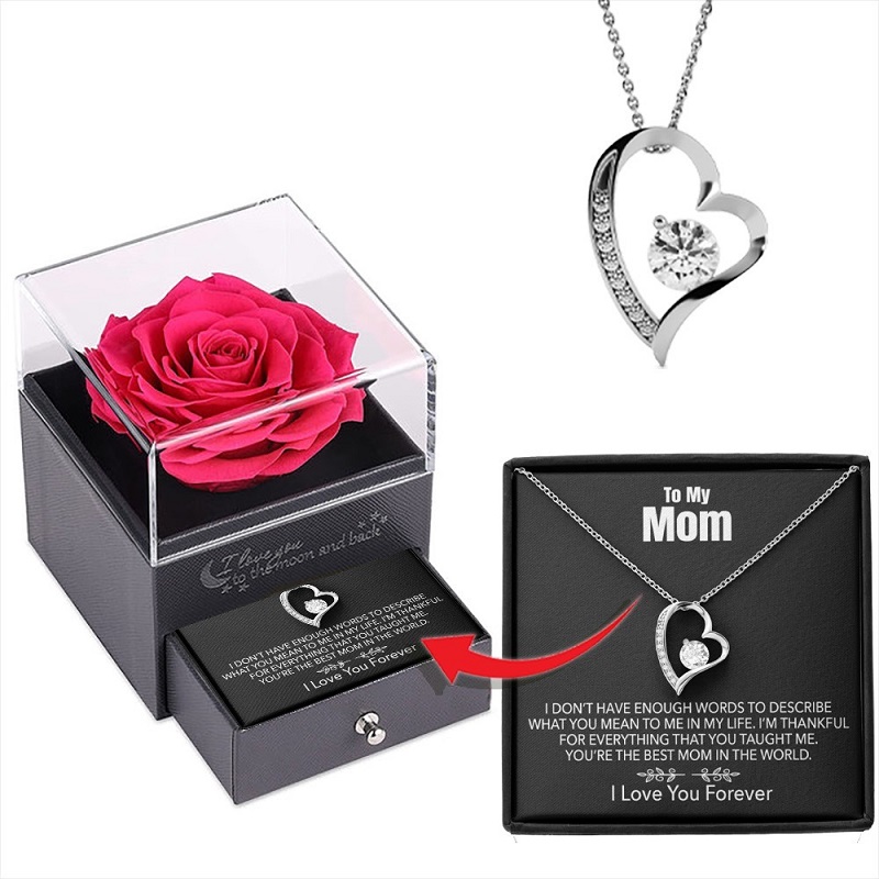 (Save 60% OFF Last Day Sale) To My Mom - Forever Rose with I Love You Heart Necklace - BUY 2 FREE SHIPPING