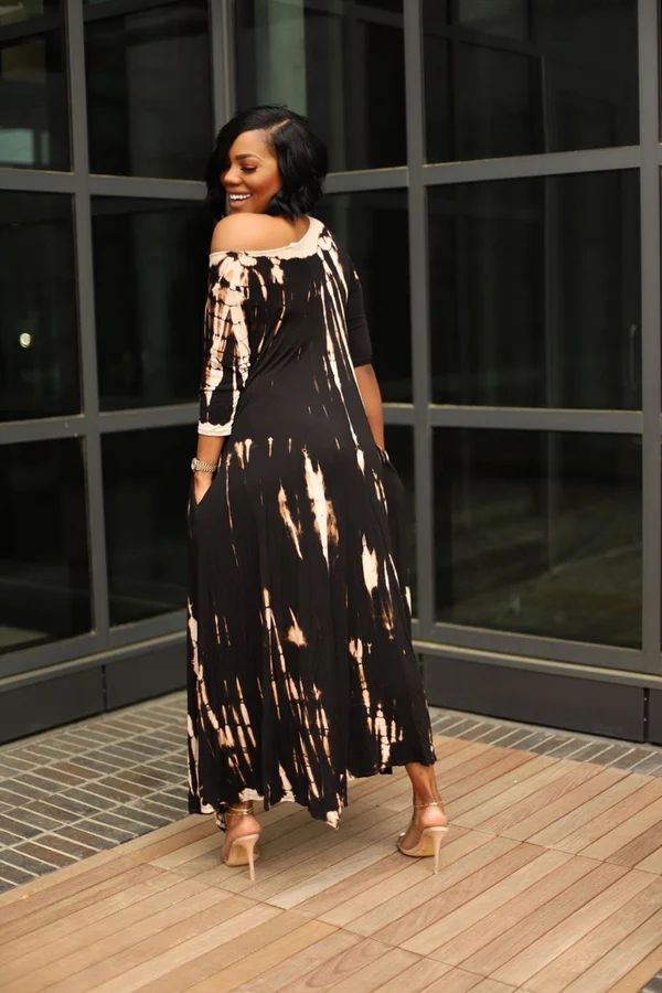 49% OFF🔥Buy 2 Free Shipping🔥💃Loose Graffiti Tie-Dye Pocket Midi Dress
