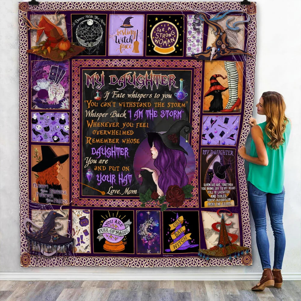 Daughter, Put On Your Hat Witch Quilt Blanket