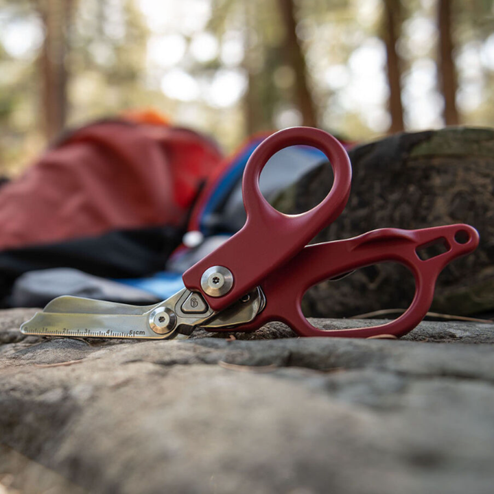 6 In 1 Emergency Rescue Foldable Shears with Strap Cutter & Glass Breaker & Oxygen Tank Wrench