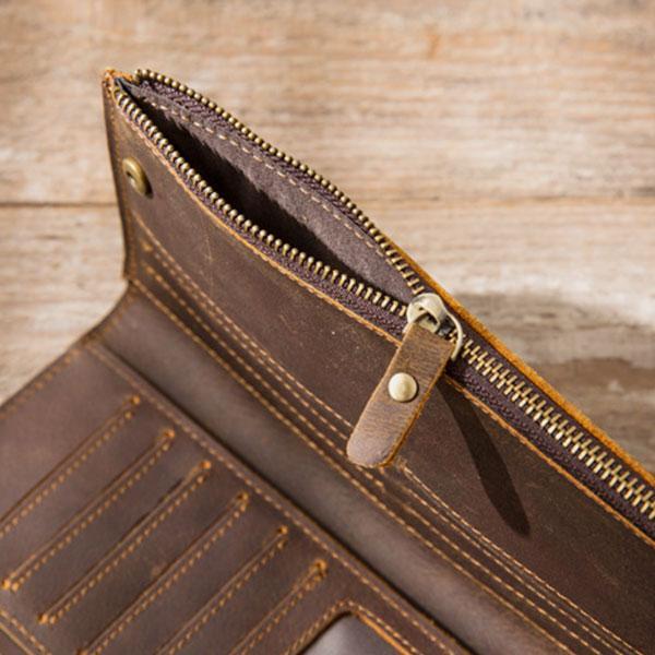Multi-Card Genuine Leather Two-Fold Wallet Phone Bag