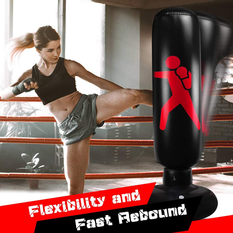 Inflatable Boxing Punch Bag - Free Standing Tumbler Column Fitness Training Punching Tower Bag