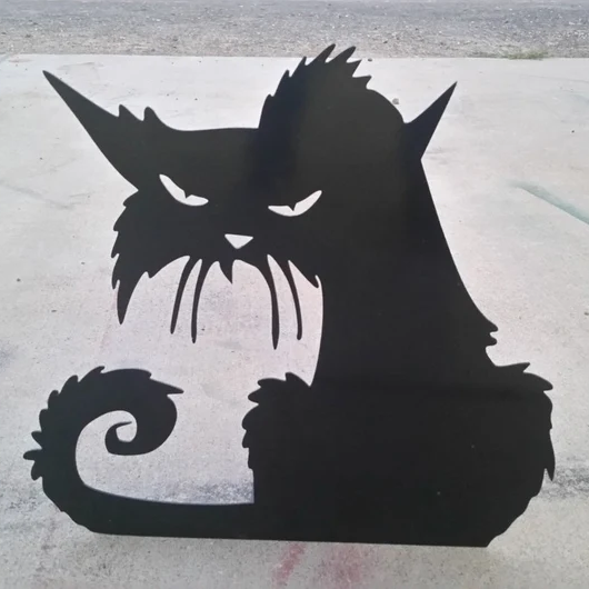 Angry Cat Metal Halloween Decor