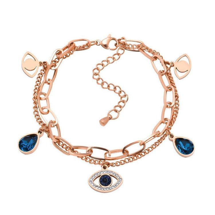 Rose Gold Evil Eye Crystal Bracelet
