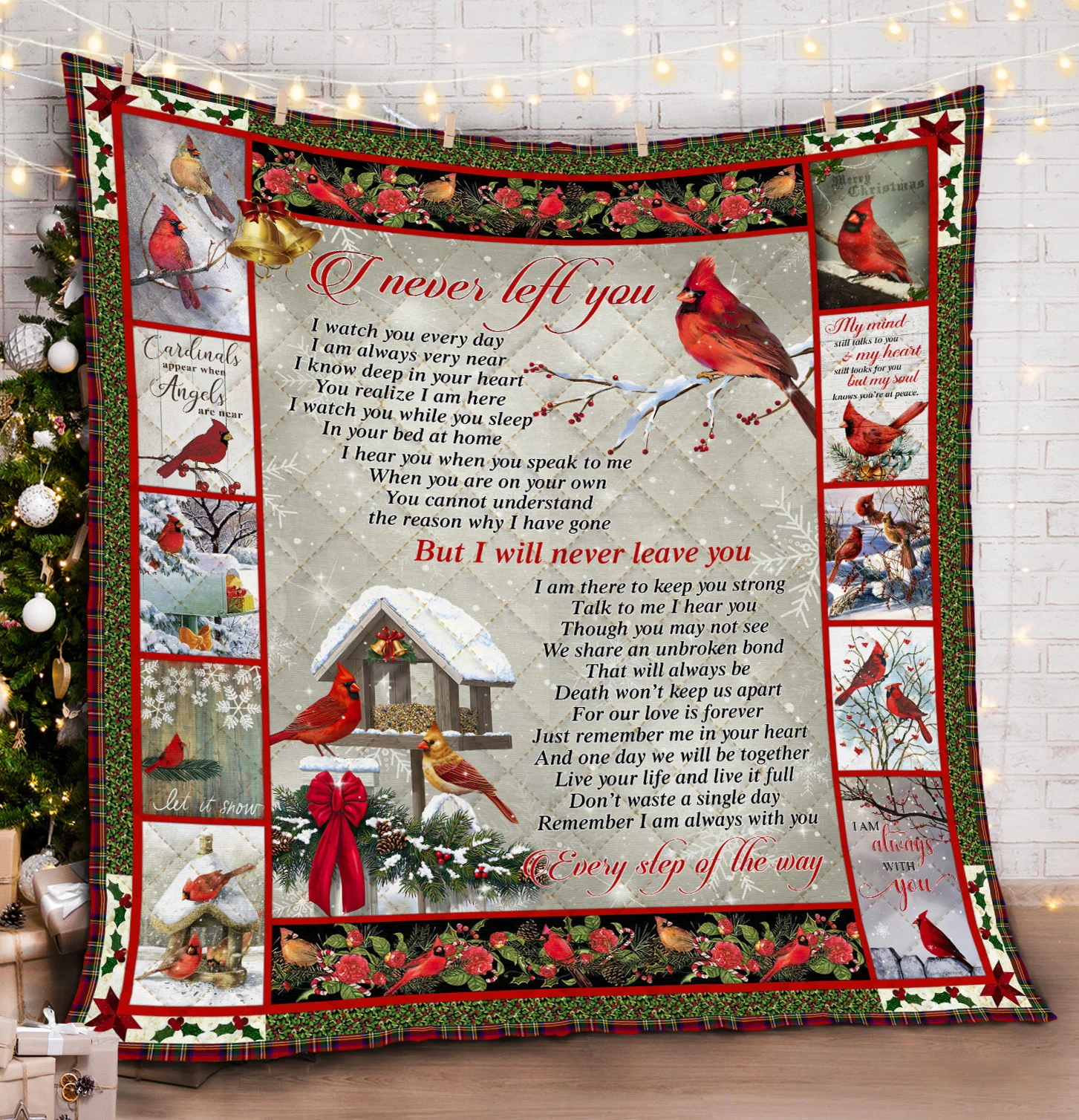 I Never Left You, Christmas Cardinal Quilt Blanket