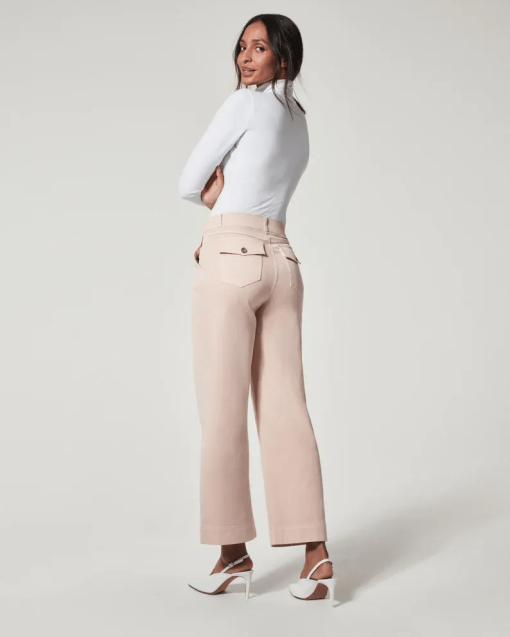 Stretch Twill Cropped Wide Leg Pants