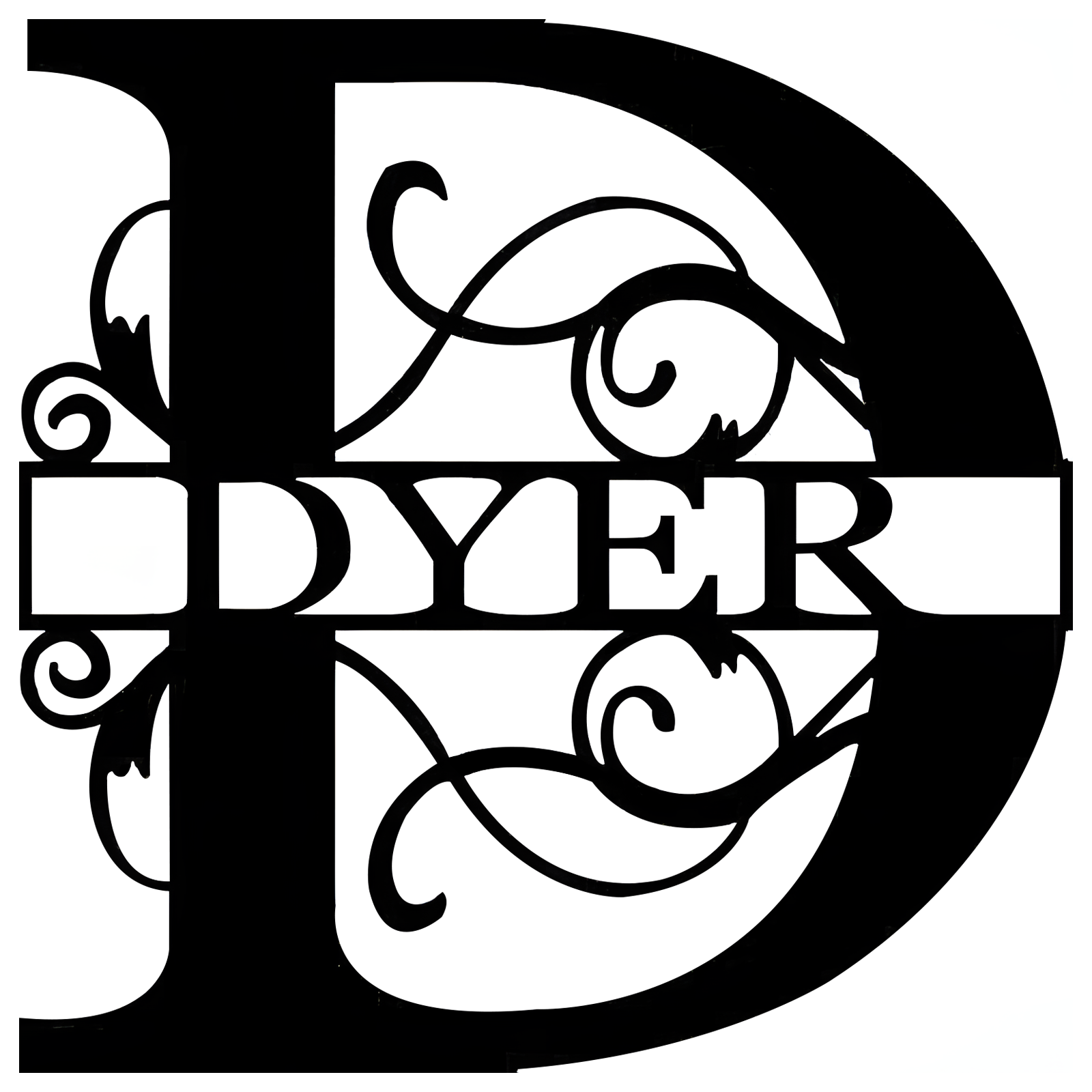 ' D ' Personalized Split Letter Name Outdoor  Metal Monogram Sign