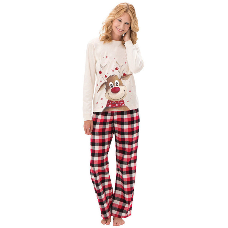 Christmas ‘Moose’ Printed Top and Pants Family Matching Pajama Set