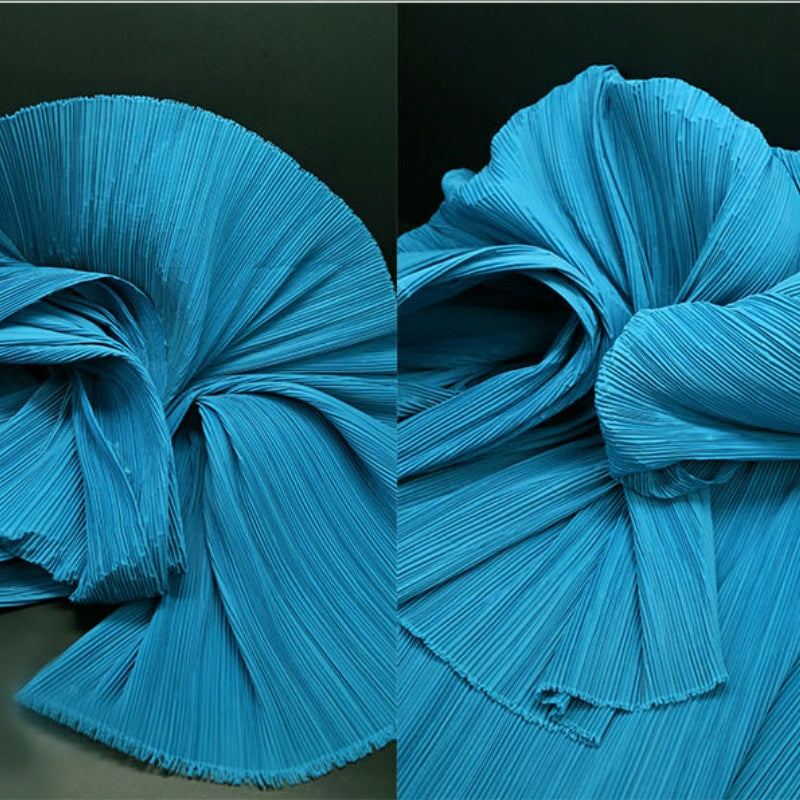 Medium Blue Allenic Pleated Decoration Printmaking Fabric