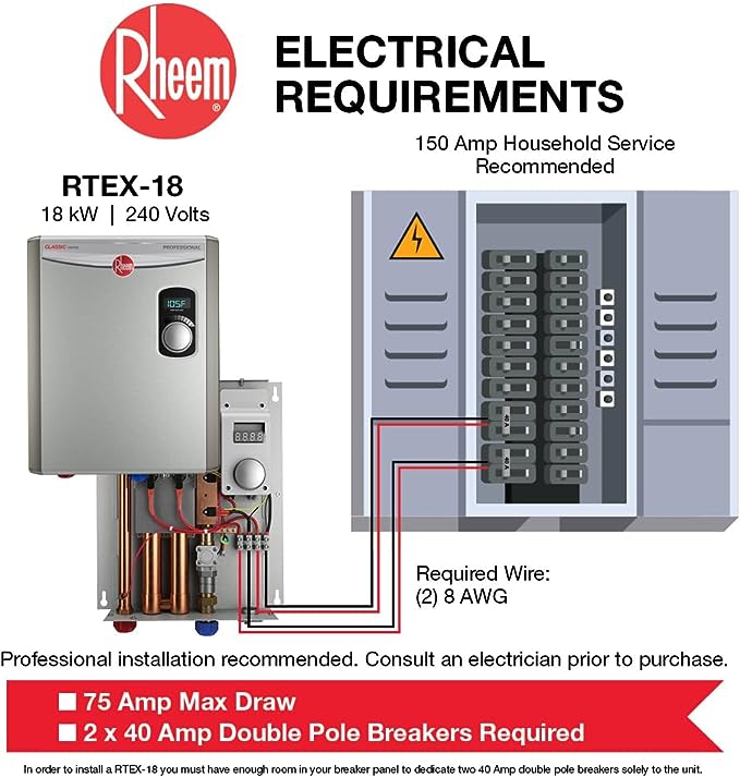 Rheem 18kW 240V Tankless Electric Water Heater