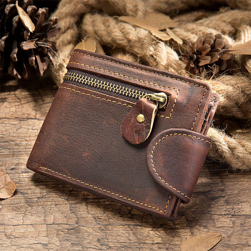 Retro Leather Zipper Wallet