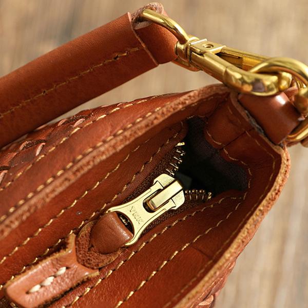 Chicinskates Hand-Woven Leather Handbags Bucket Bag