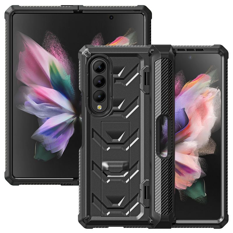 Mecha Anti-Fall Pen Slot With Bracket Case Cover for Samsung