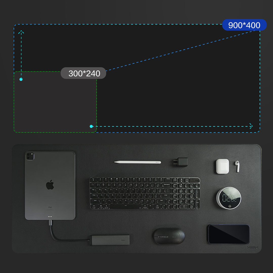 KRIES Leather Waterproof Desk Mat for Office and Home