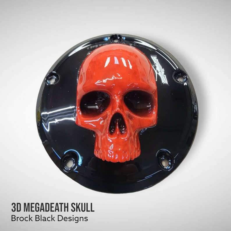 Harley Davidson clutch derby and timing points cover with mega death skull.