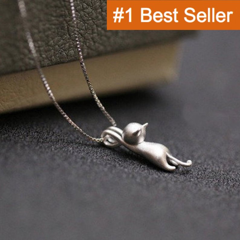 Cute Sterling Silver Cat Necklace
