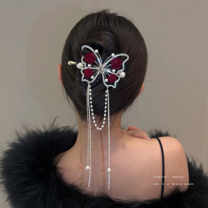 🎁Perfect Gift🎁-High-Grade Tassel Rose Barrettes