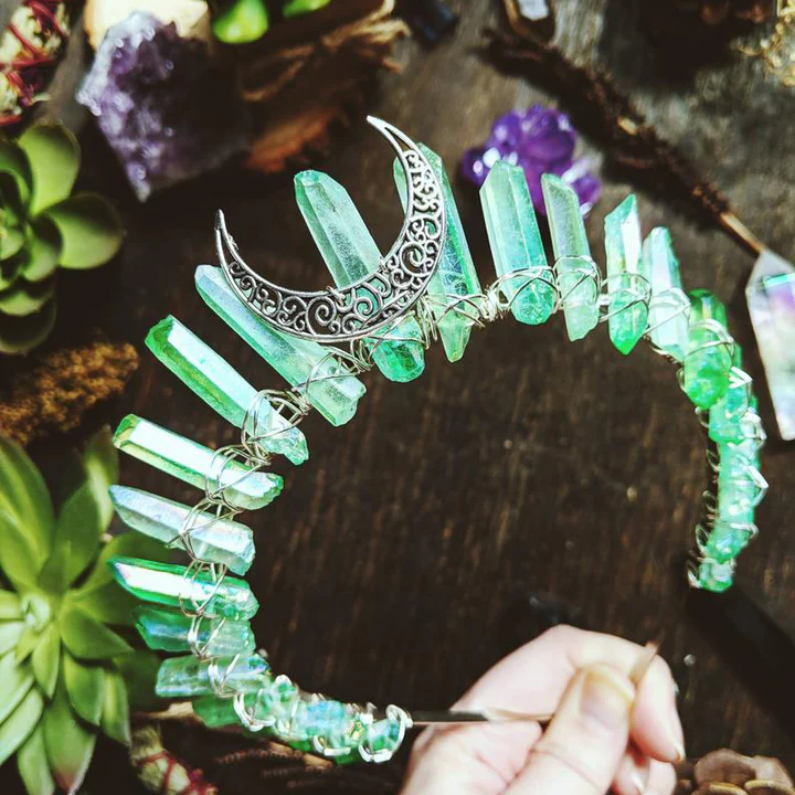 Green Quartz Crystal Crown
