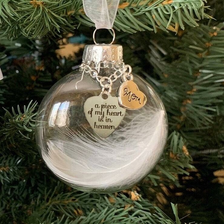 Christmas ornaments Angel feather - A Piece of My Heart Is In Heaven Memorial Ornament