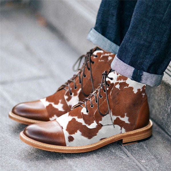 Chicinskates Men's Mix Color Lace-Up Short Boots