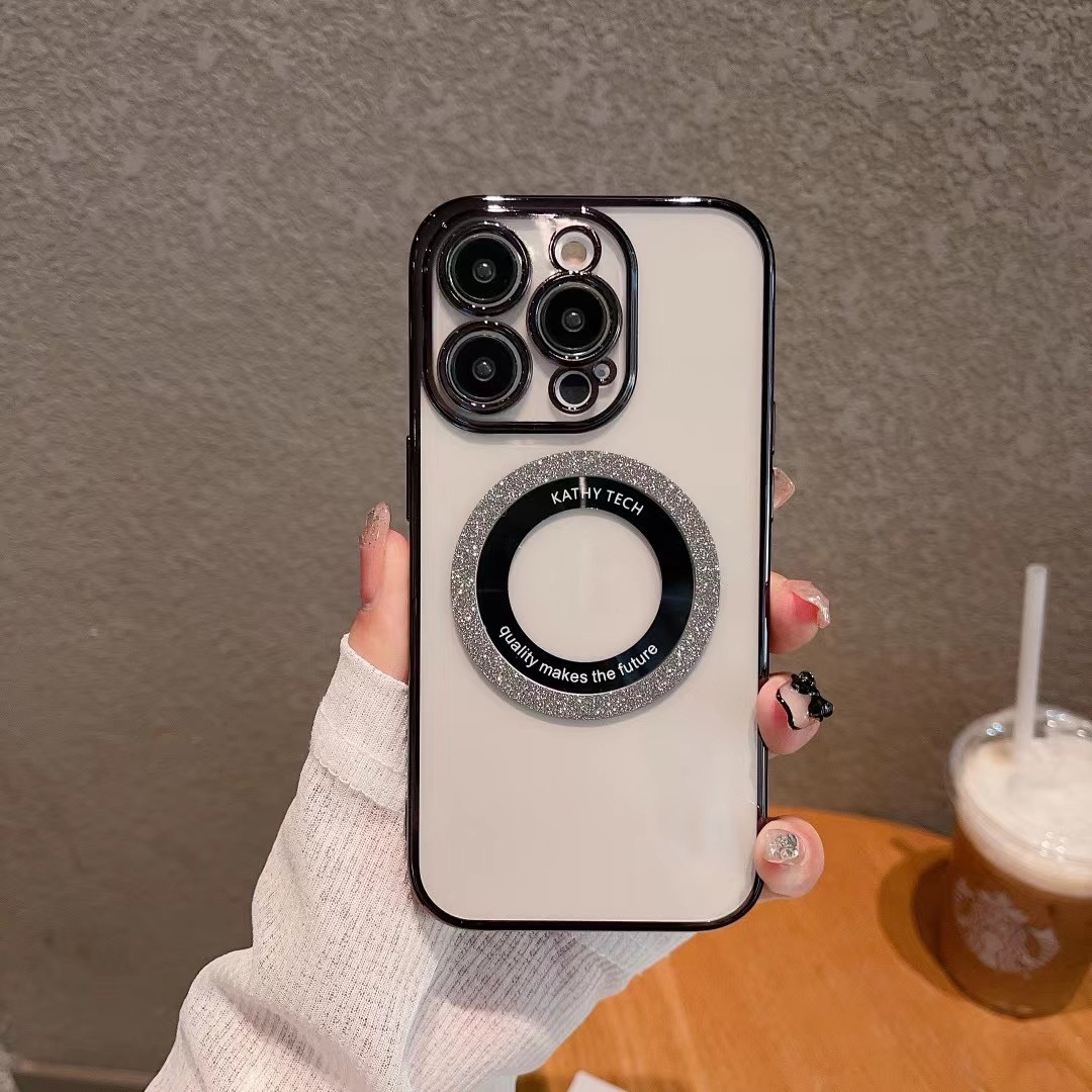 Electroplated Magnetic Suction With Lens Film Cover for iPhone