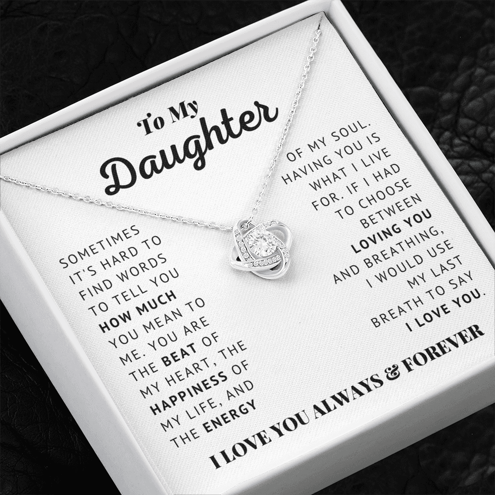 To My Daughter - Beat of My Heart - Love Knot Necklace