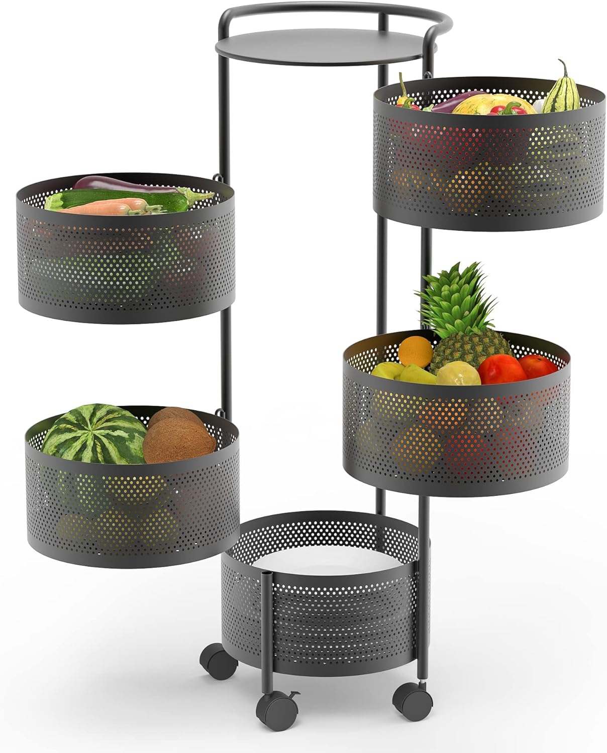 Multi Layer Removable Basket Shelf Organizer on Rolling Wheels