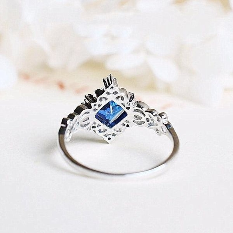 Vintage Princess Cut Lab Sapphire Ring