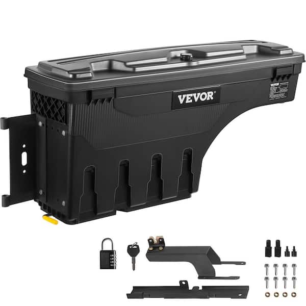VEVOR 28 in. Black ABS Truck Bed Storage Box 6.6 Gal. Driver Side Truck Tool Box with Password Padlock