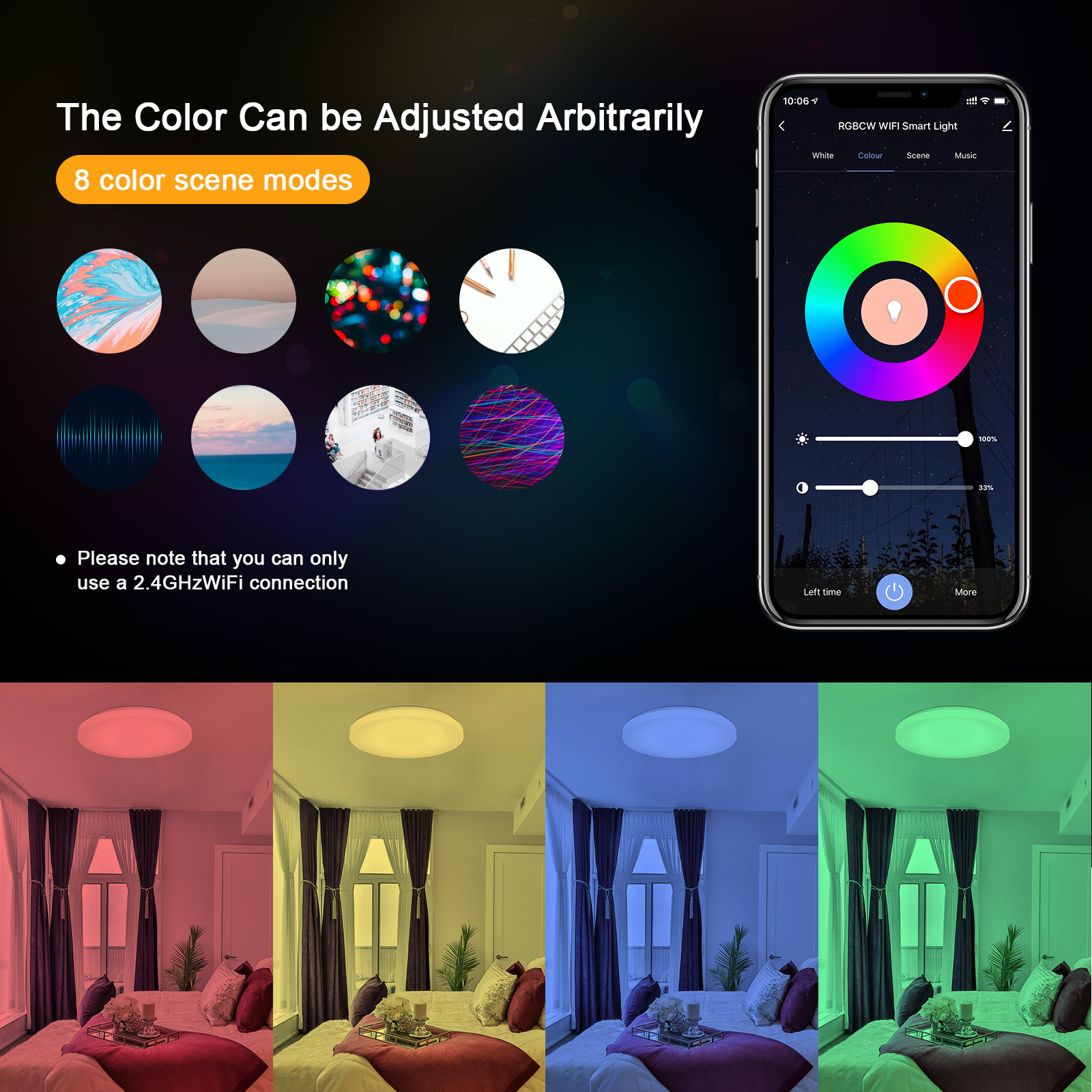 Smart Ceiling Light Flush Mount LED Light Fixture, Cheeroll RGB Ceiling Light App Control Dimmable Timing 16 Inch 24W Compatible with Alexa Google Home for Bedroom Living Room Dining Room