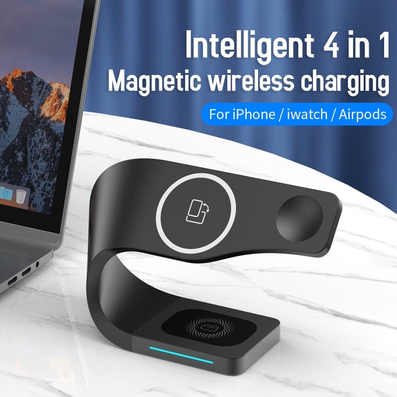 4-in-1 Design 15W Fast Wireless Charger Stand
