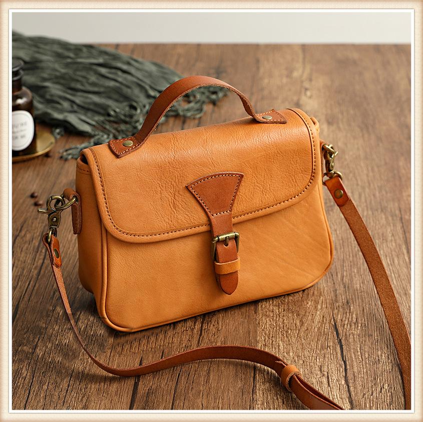 Chicinskates Ladies Retro Diagonal Handmade Leather Handbag