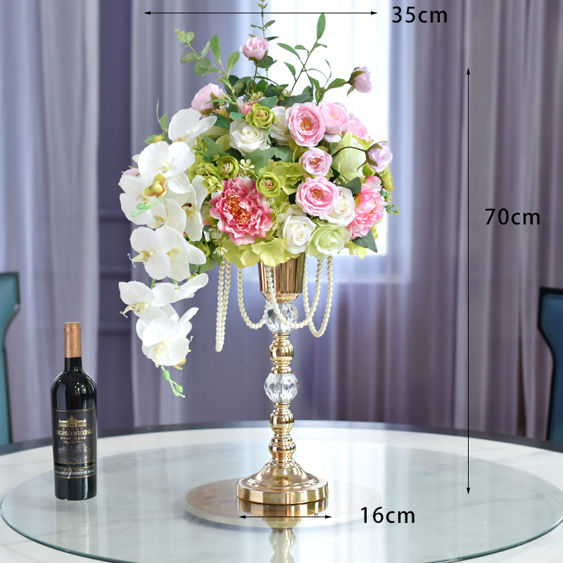 Crystal Table Flower Simulated Flower Art Decoration Hotel Round Table Middle Decoration Artificial Flower Table Flower Decoration Table Flower Decoration