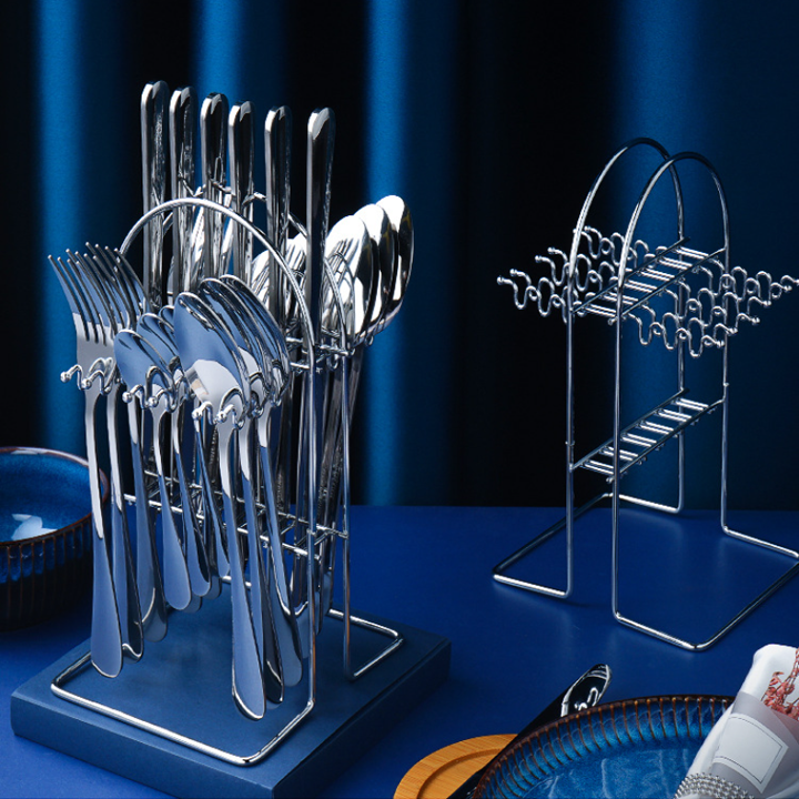 24-Piece Stainless Steel Cutlery Set with Stand