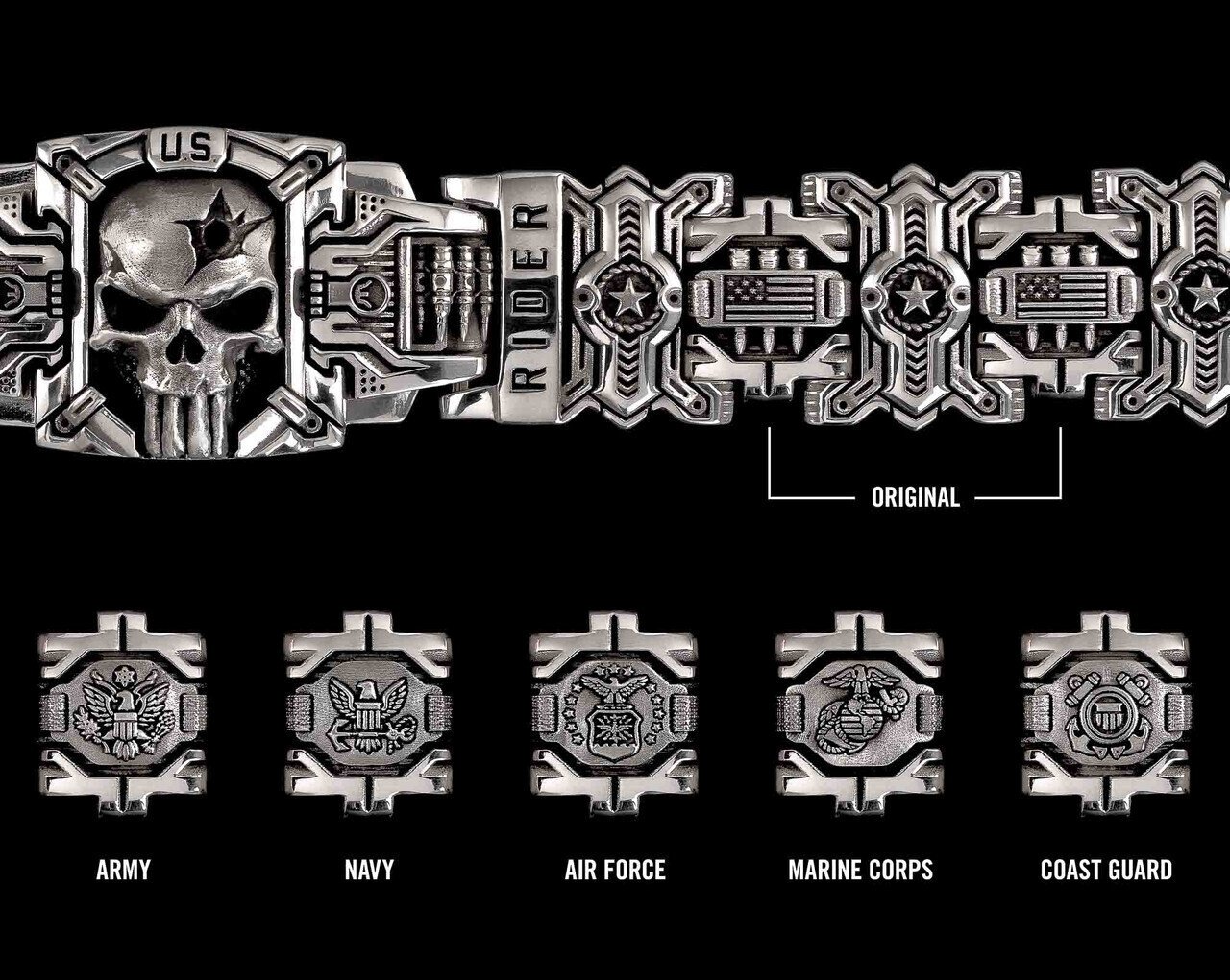 Armed Forces Destiny Struggle Skull Interlock Bracelet