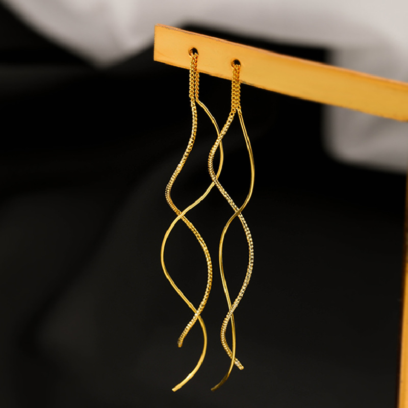 (Hot Sale) 925 Silver Plated Wavy Line Earrings