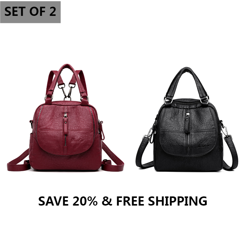 (🔥Last Day Promotion-SAVE 50% OFF) Multipurpose Leather Backpack Purse - BUY 2 FREE SHIPPING