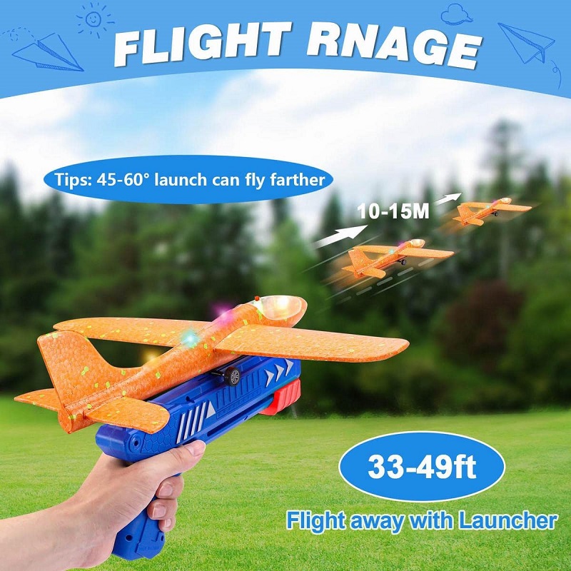 Flying Airplane Launcher Toy Gun With Foam Glider Planes