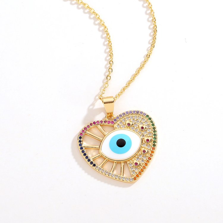 Gold Plated Evil Eye Heart Necklace