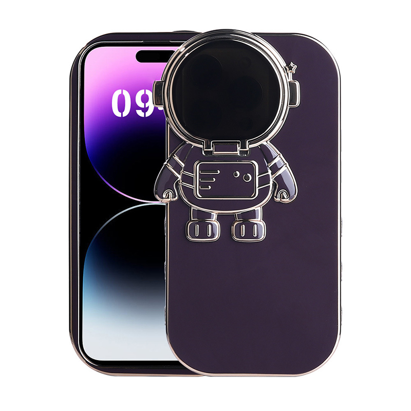 Plating Astronaut Flip Bracket Case Cover For iPhone