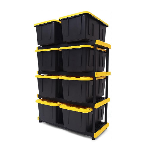 CX Black Yellow Shelf And 27 Gallon Container 4-Pack