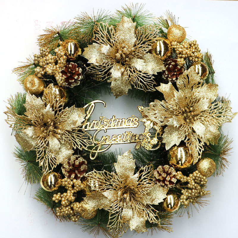 Gold Christmas Decoration Door Circle Wreath