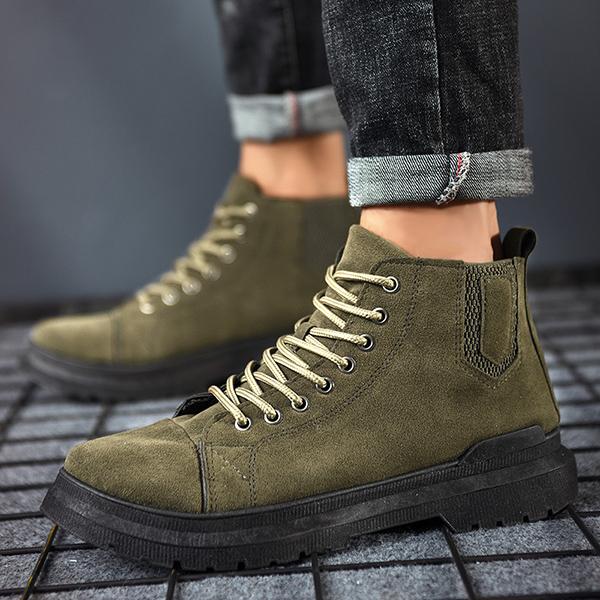 Chicinskates Men's Round Toe Suede Leather Short Boots